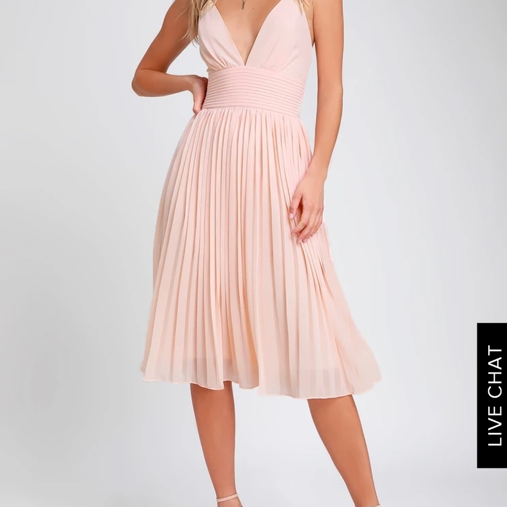 Lulus love me to the moon pink blush midi dress
